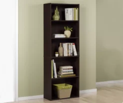 Dark Russet Brown 5-Shelf Bookcase -Home Sale Store 810367636 3