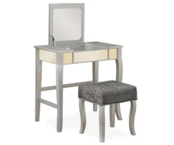 Betty Silver Mirror Vanity Set With Stool