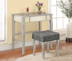 Betty Silver Mirror Vanity Set With Stool -Home Sale Store 810389504 4
