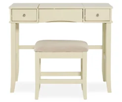 Caroline Cream Mirror Vanity Set With Stool -Home Sale Store 810389506 2