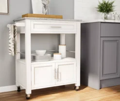 White Double Door Kitchen Cart With Granite Top 8 White Double Door Kitchen Cart With Granite Top -Home Sale Store 810389516 2