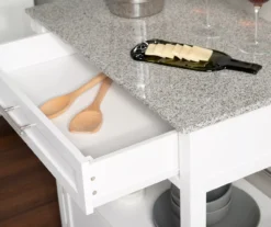 White Double Door Kitchen Cart With Granite Top 9 White Double Door Kitchen Cart With Granite Top -Home Sale Store 810389516 3