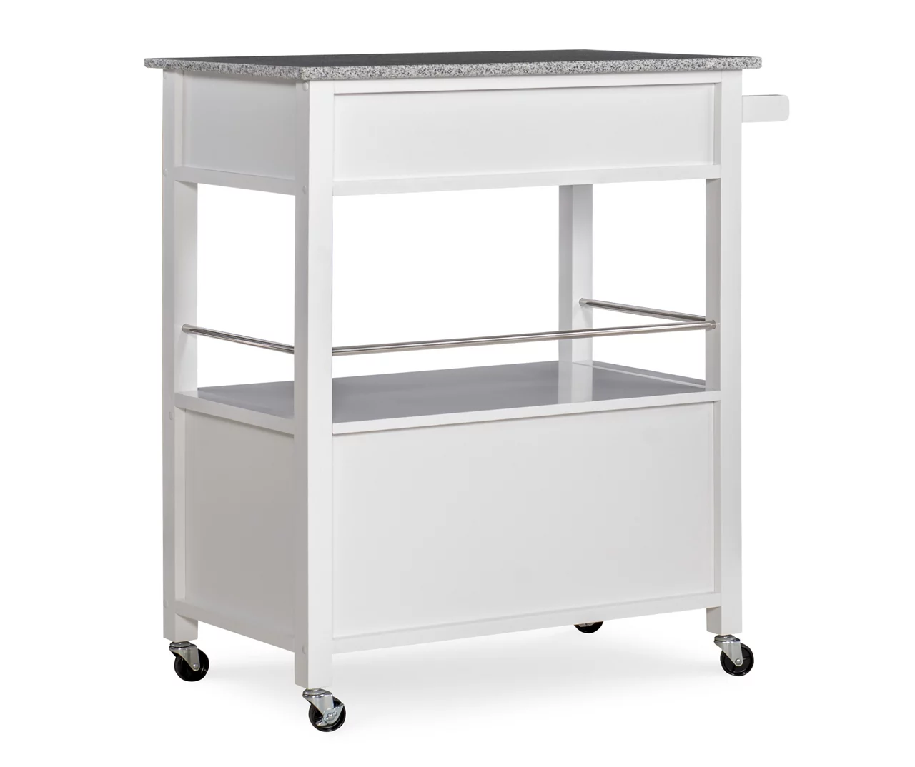 White Double Door Kitchen Cart With Granite Top 5 White Double Door Kitchen Cart With Granite Top - Image 5
