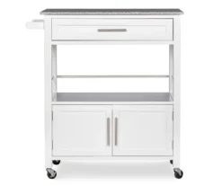 White Double Door Kitchen Cart With Granite Top 11 White Double Door Kitchen Cart With Granite Top -Home Sale Store 810389516 5