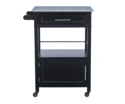 Ree Black Granite Top Kitchen Cart With Storage -Home Sale Store 810389519 A0 2