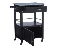 Ree Black Granite Top Kitchen Cart With Storage -Home Sale Store 810389519 A0 3