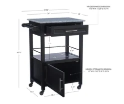 Ree Black Granite Top Kitchen Cart With Storage -Home Sale Store 810389519 D8 10