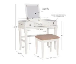 Martha Mirror Vanity Set With Stool 35 Martha Mirror Vanity Set With Stool -Home Sale Store 810389524 A8