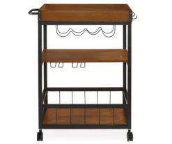 Luke Industrial Kitchen Cart With Wine Storage -Home Sale Store 810389531 2