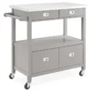 Gray Steel Top Kitchen Cart With Drawers