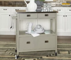 Gray Steel Top Kitchen Cart With Drawers -Home Sale Store 810389532 3