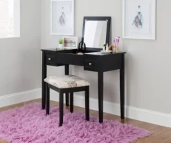 Black Butterfly Mirror Vanity Set With Stool -Home Sale Store 810389539 B0 1