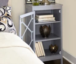 Ava Gray Geometric Single Door Cabinet -Home Sale Store 810389657 1 1