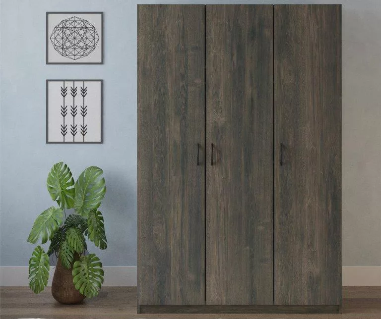 Rodeo Weathered Oak 3-Door Wardrobe 2 Rodeo Weathered Oak 3-Door Wardrobe - Image 2