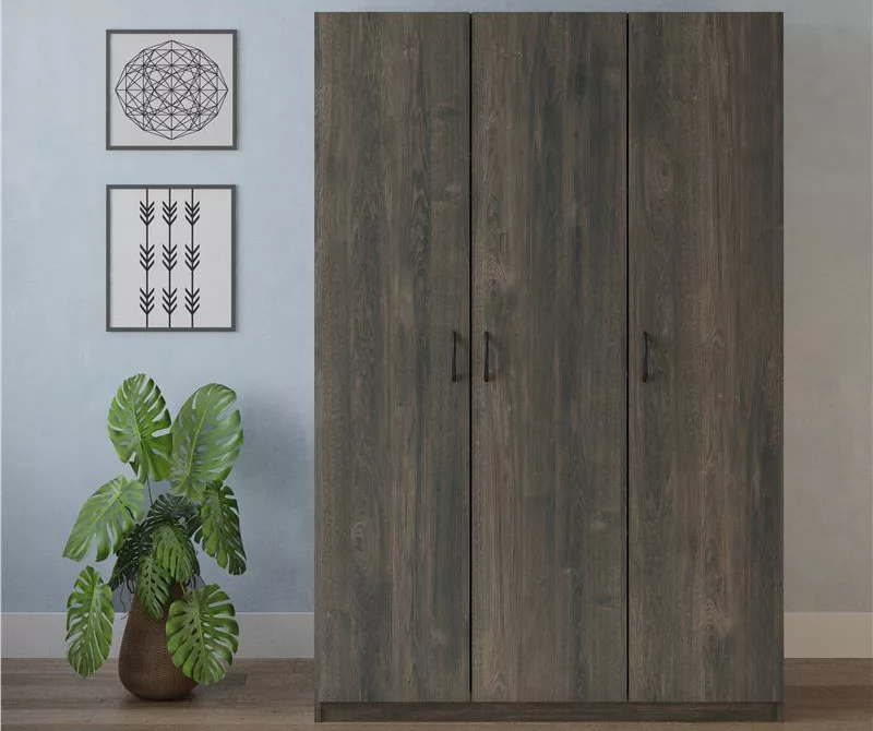 Rodeo Weathered Oak 3-Door Wardrobe 3 Rodeo Weathered Oak 3-Door Wardrobe - Image 3
