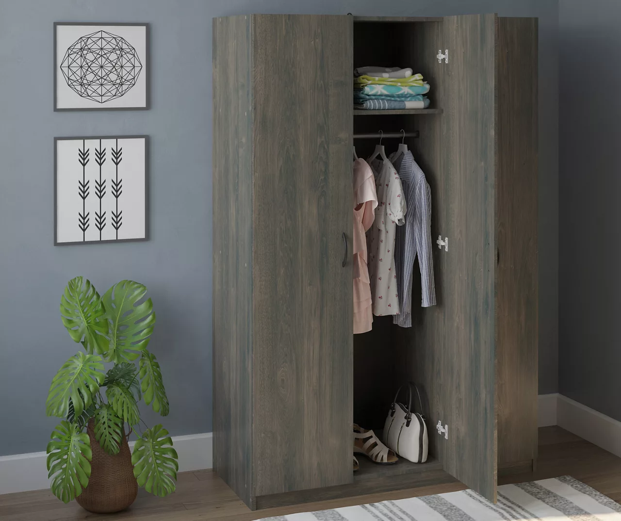 Rodeo Weathered Oak 3-Door Wardrobe 4 Rodeo Weathered Oak 3-Door Wardrobe - Image 4
