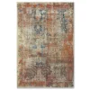 Myia Orange & Blue Abstract Area Rug, (5'3" X 7'6")