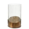 Brass Base Glass Hurricane, (10")