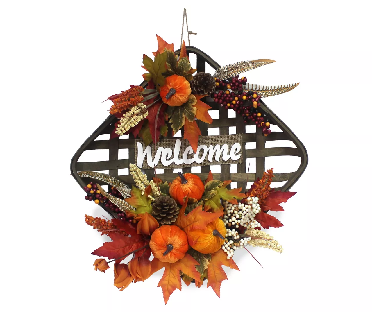 "Welcome" Pumpkin & Floral Basket Wall Decor 1 "Welcome" Pumpkin & Floral Basket Wall Decor