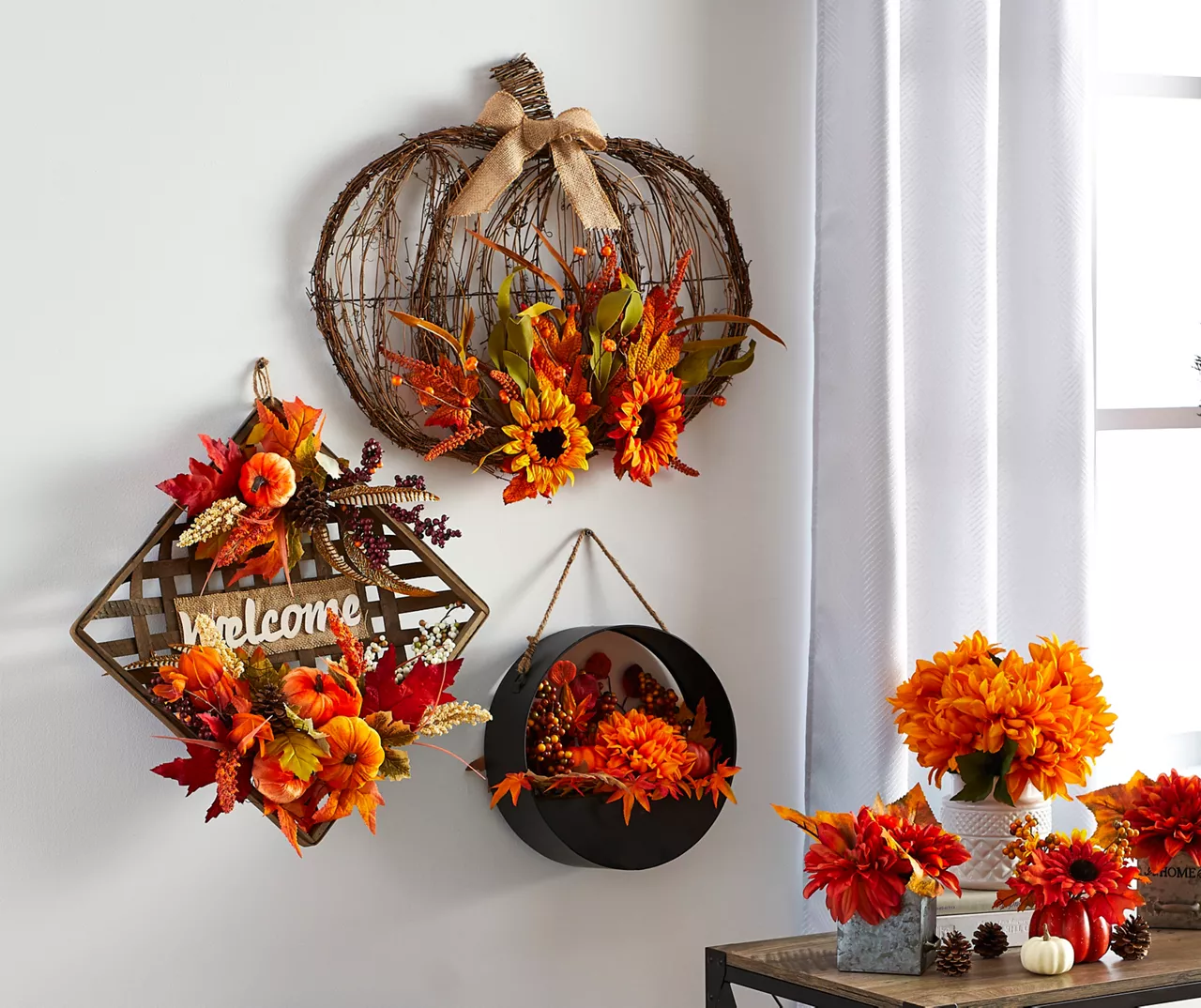 "Welcome" Pumpkin & Floral Basket Wall Decor 2 "Welcome" Pumpkin & Floral Basket Wall Decor - Image 2