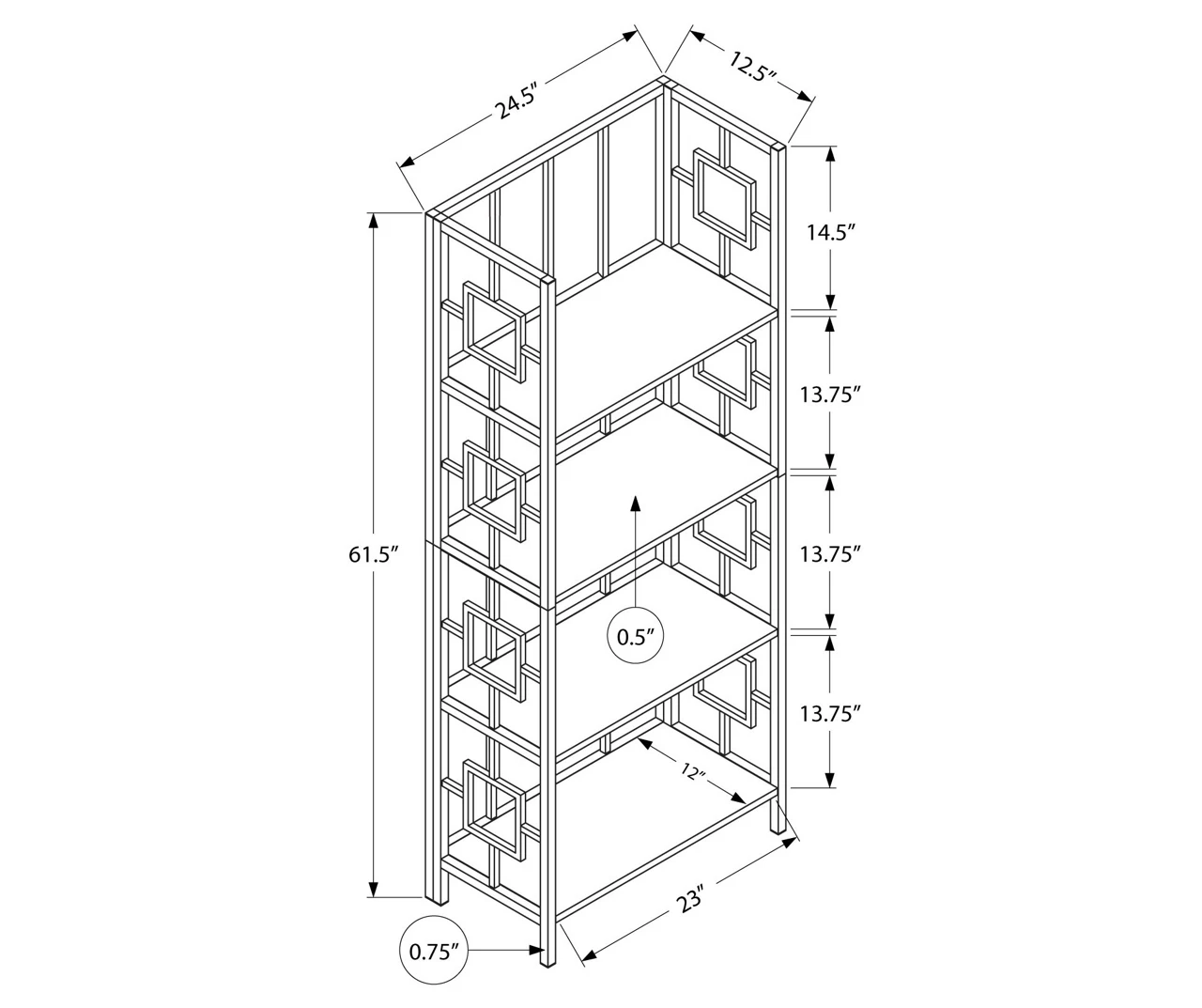 Black Square 4-Shelf Bookcase 3 Black Square 4-Shelf Bookcase - Image 3