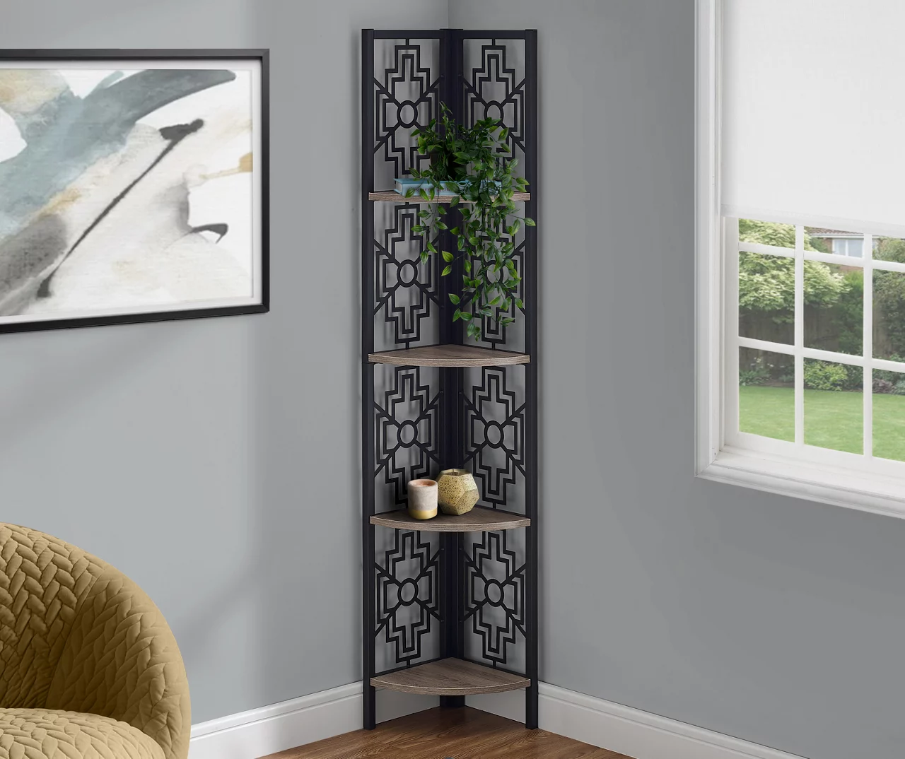 Monarch Geometric 4-Shelf Corner Bookcase 13 Monarch Geometric 4-Shelf Corner Bookcase - Image 13