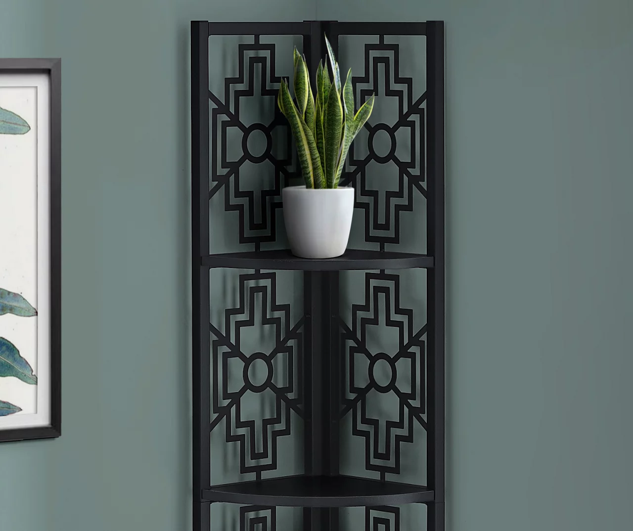 Monarch Geometric 4-Shelf Corner Bookcase 6 Monarch Geometric 4-Shelf Corner Bookcase - Image 6