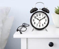 Sharp Black & Silver Twin Bell Alarm Clock -Home Sale Store 810514647 31