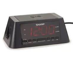 Sharp Dual Alarm Clock With QI Wireless Charging