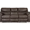 Boxberg Teak Faux Leather Reclining Sofa