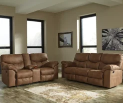 Boxberg Bark Faux Leather Reclining Console Loveseat -Home Sale Store 810519664 810519667