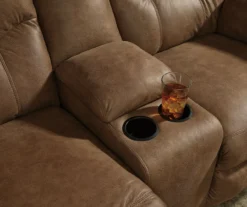 Boxberg Bark Faux Leather Reclining Console Loveseat -Home Sale Store 810519667 3