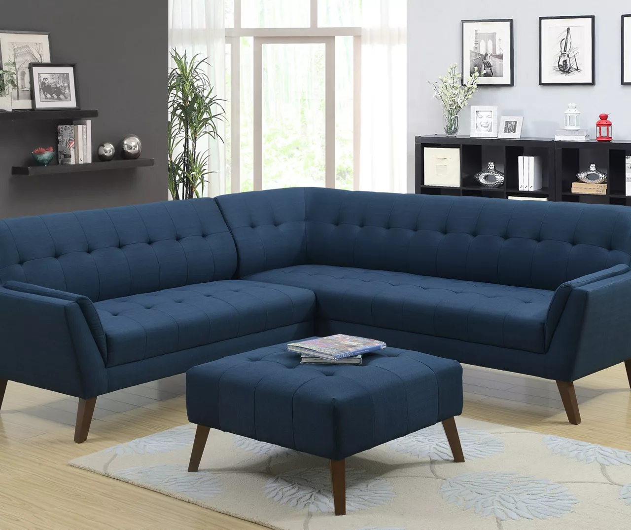 Jasper Navy Peacock Square Ottoman 2 Jasper Navy Peacock Square Ottoman - Image 2