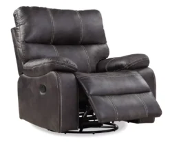 New Albany Dark Graphite Leather Look Micro Suede Swivel Reclining Glider