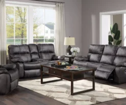 New Albany Dark Graphite Leather Look Micro Suede Swivel Reclining Glider -Home Sale Store 810519941 10