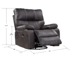 New Albany Dark Graphite Leather Look Micro Suede Swivel Reclining Glider -Home Sale Store 810519941 4