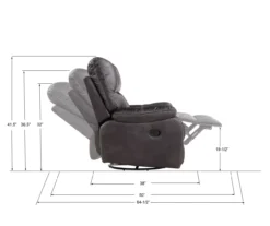 New Albany Dark Graphite Leather Look Micro Suede Swivel Reclining Glider -Home Sale Store 810519941 5