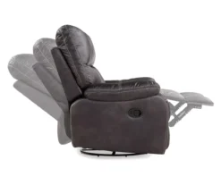 New Albany Dark Graphite Leather Look Micro Suede Swivel Reclining Glider -Home Sale Store 810519941 7