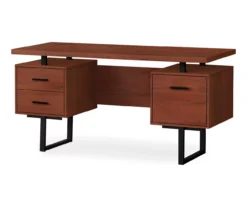 60" Cherry Woodgrain & Black Floating Desk