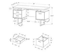60" Taupe & Black Floating Desk -Home Sale Store 810527326 5