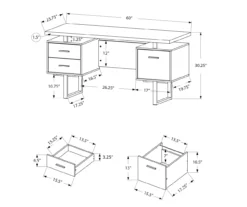60" Black & Silver Floating Desk -Home Sale Store 810527331 5