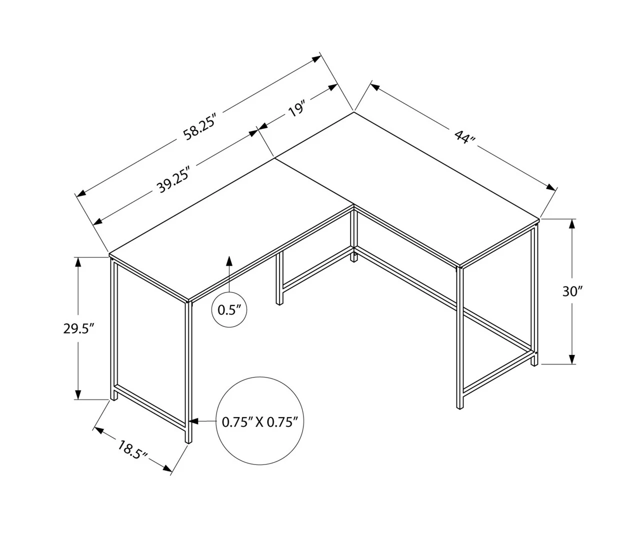 Monarch L-Shaped Metal Corner Desk 13 Monarch L-Shaped Metal Corner Desk - Image 13