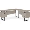 Taupe & Black 3-Drawer L-Shaped Corner Desk