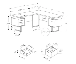 Taupe & Black 3-Drawer L-Shaped Corner Desk -Home Sale Store 810527372 5