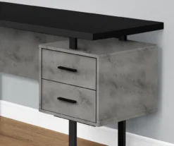 Faux Concrete & Black 3-Drawer L-Shaped Corner Desk -Home Sale Store 810527375 3