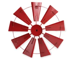 22.05" Red Metal Windmill Wheel Wall Decor -Home Sale Store 810528353 5