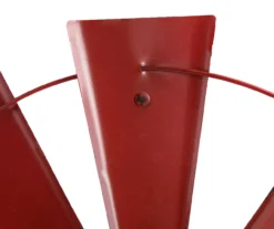 22.05" Red Metal Windmill Wheel Wall Decor -Home Sale Store 810528353 6