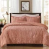 Dark Blush Crinkle Velvet King 3-Piece Comforter Set