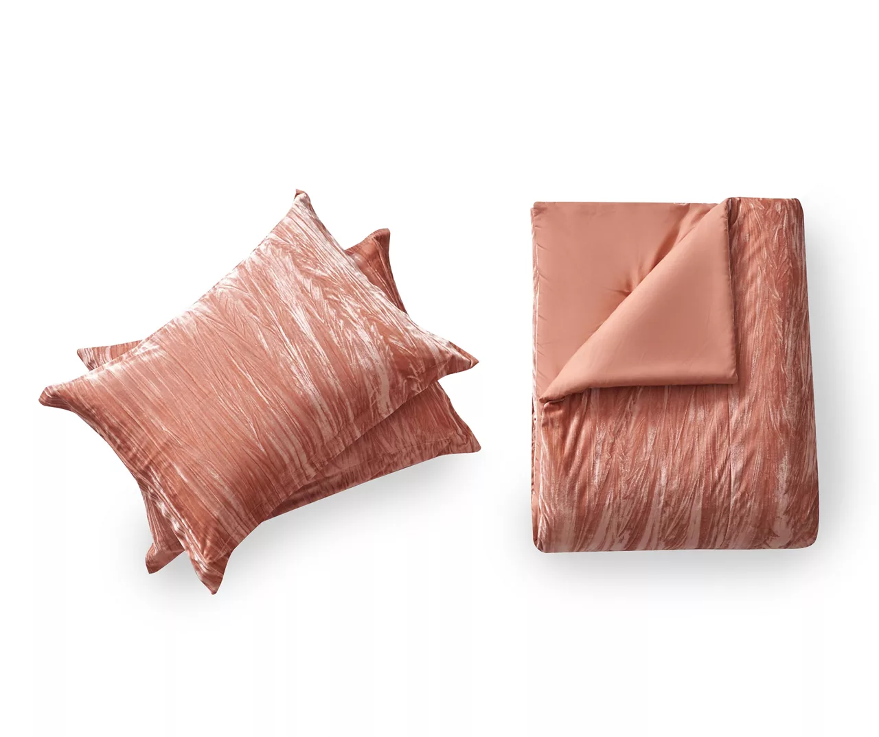 Dark Blush Crinkle Velvet King 3-Piece Comforter Set 2 Dark Blush Crinkle Velvet King 3-Piece Comforter Set - Image 2