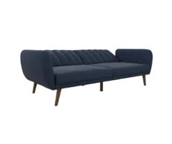 Brittany Navy Blue Linen Convertible Sleeper Futon 10 Brittany Navy Blue Linen Convertible Sleeper Futon -Home Sale Store 810535269 5